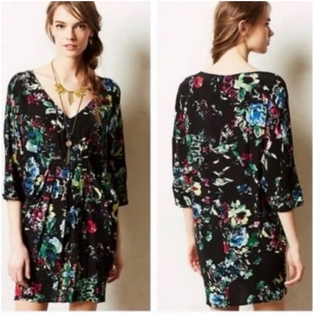 Anthropologie Maeve Petal Palette Floral Mini Dress / Tunic Size XS